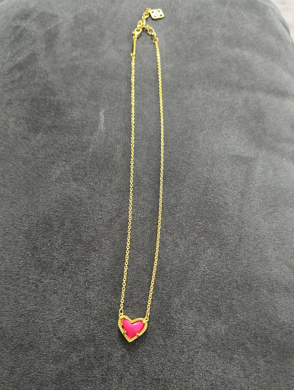 Gold-Tone Necklace with Pink Heart Pendant - Women's Jewelry